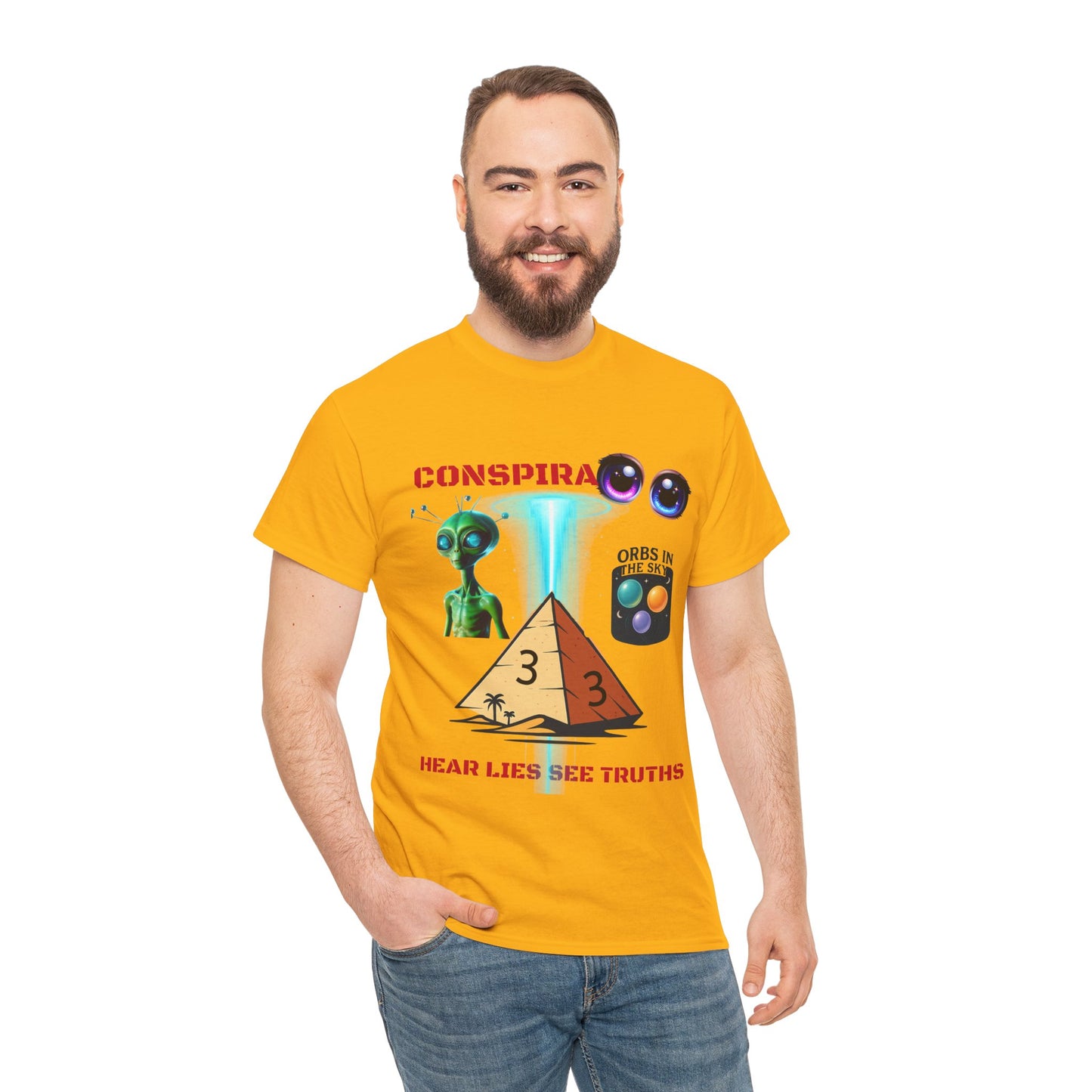 Unisex Heavy Cotton Tee - Conspiracy Theories Graphic Shirt, Casual Gift, Everyday Wear, Cool Tees for Men and Women, Unique Gift Idea