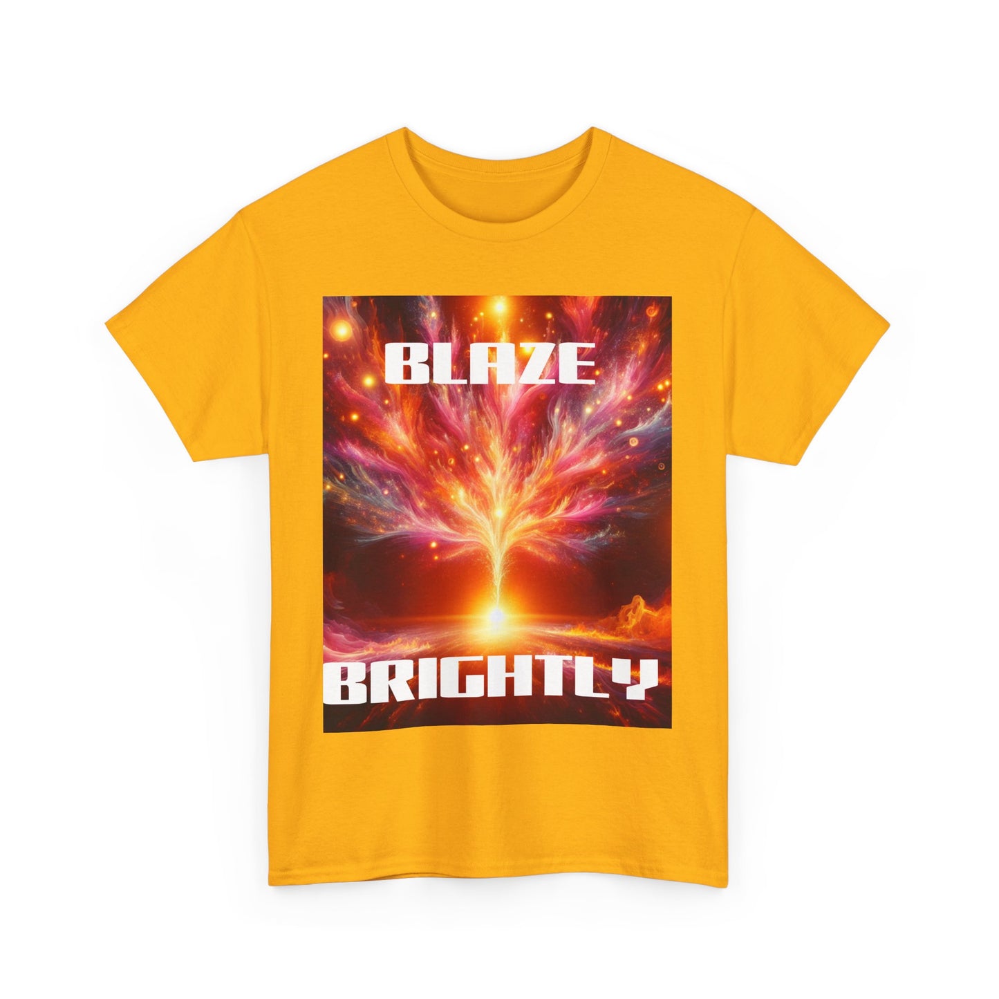 Inspirational Unisex Heavy Cotton Tee - "Blaze Brightly" Design - Perfect for Motivational Gifts and Everyday Wear