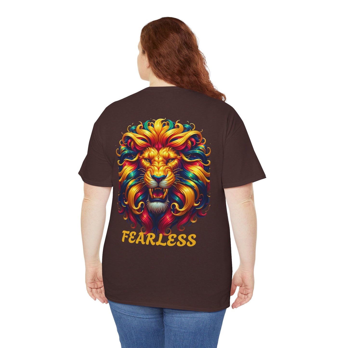 Fearless Unisex Heavy Cotton Tee - NEVA' SCARED Lion Design