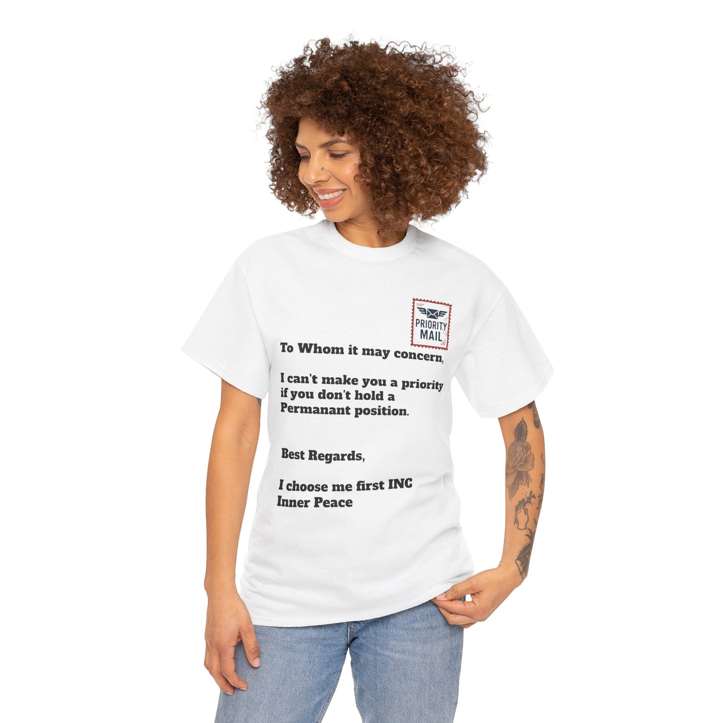 Priority Mail Unisex Heavy Cotton Tee - Casual Statement Shirt, Gifts for Friends, Unique Humor Tee, Everyday Wear, Self-Care Apparel
