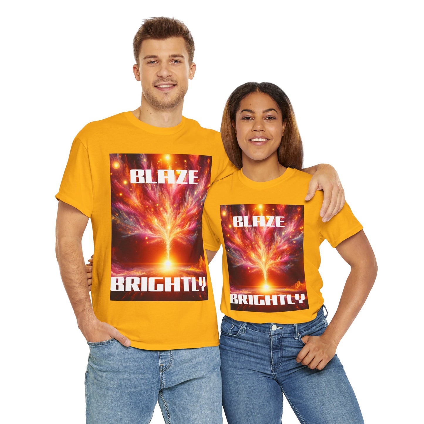 Inspirational Unisex Heavy Cotton Tee - "Blaze Brightly" Design - Perfect for Motivational Gifts and Everyday Wear