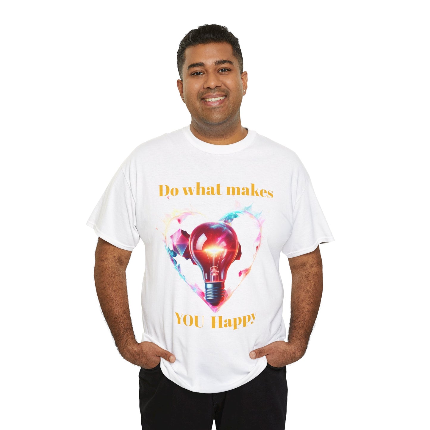 Inspirational Unisex Heavy Cotton Tee - "Do What Makes You Happy"