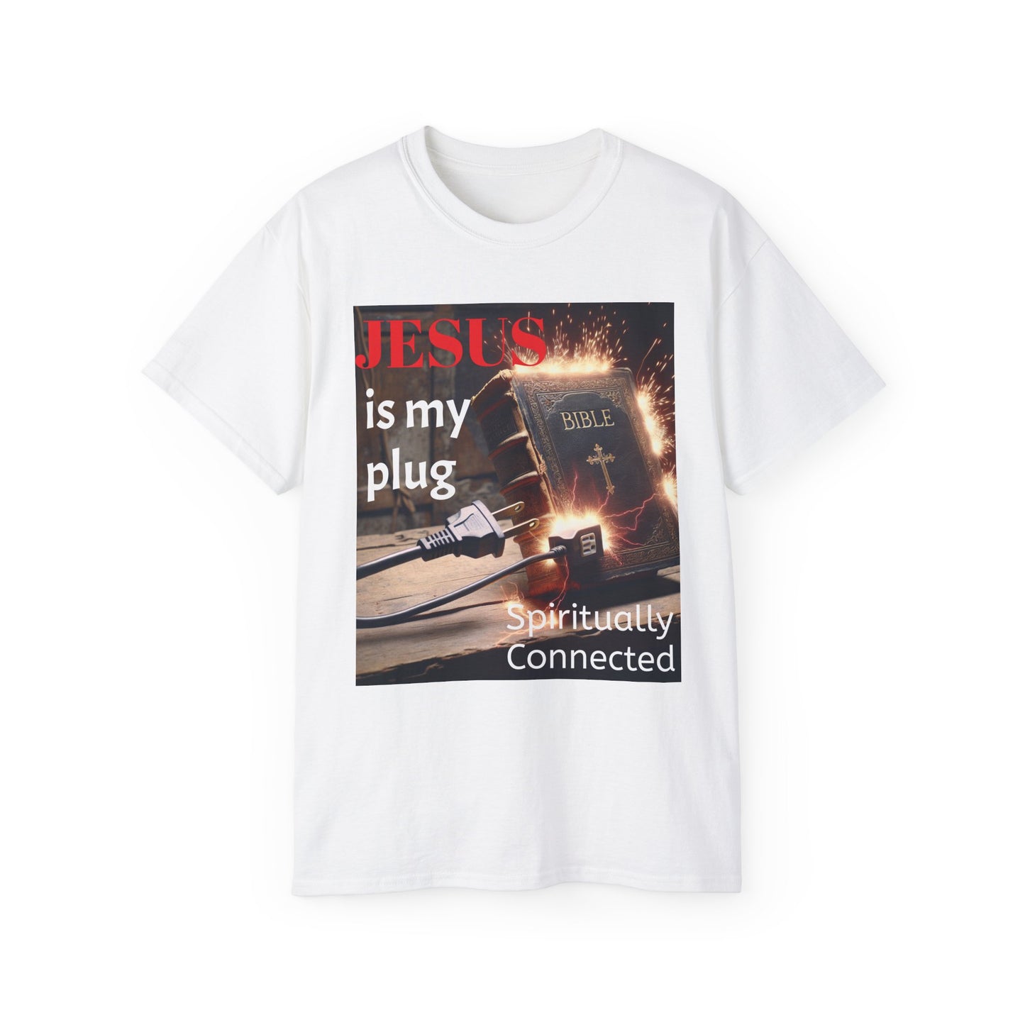 Spiritual Connection Tee: 'Jesus is My Plug' Unisex Ultra Cotton T-Shirt