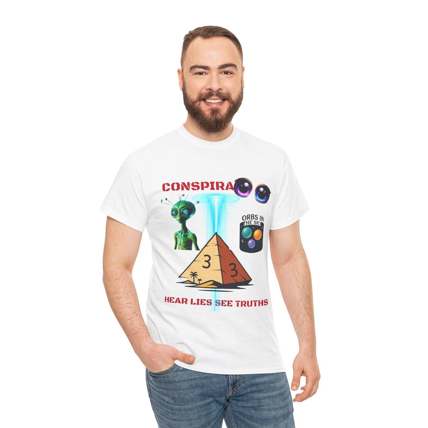 Unisex Heavy Cotton Tee - Conspiracy Theories Graphic Shirt, Casual Gift, Everyday Wear, Cool Tees for Men and Women, Unique Gift Idea
