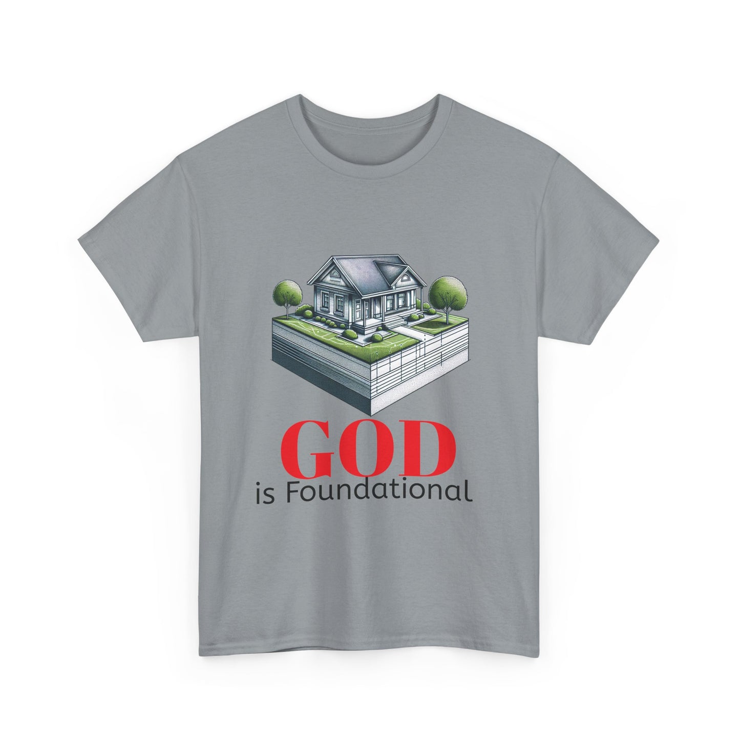 God is Foundational Unisex Heavy Cotton Tee - Inspirational House Design