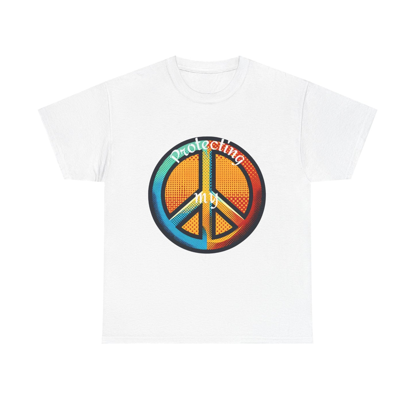 Colorful Peace Symbol Unisex Heavy Cotton Tee Protecting my Peace