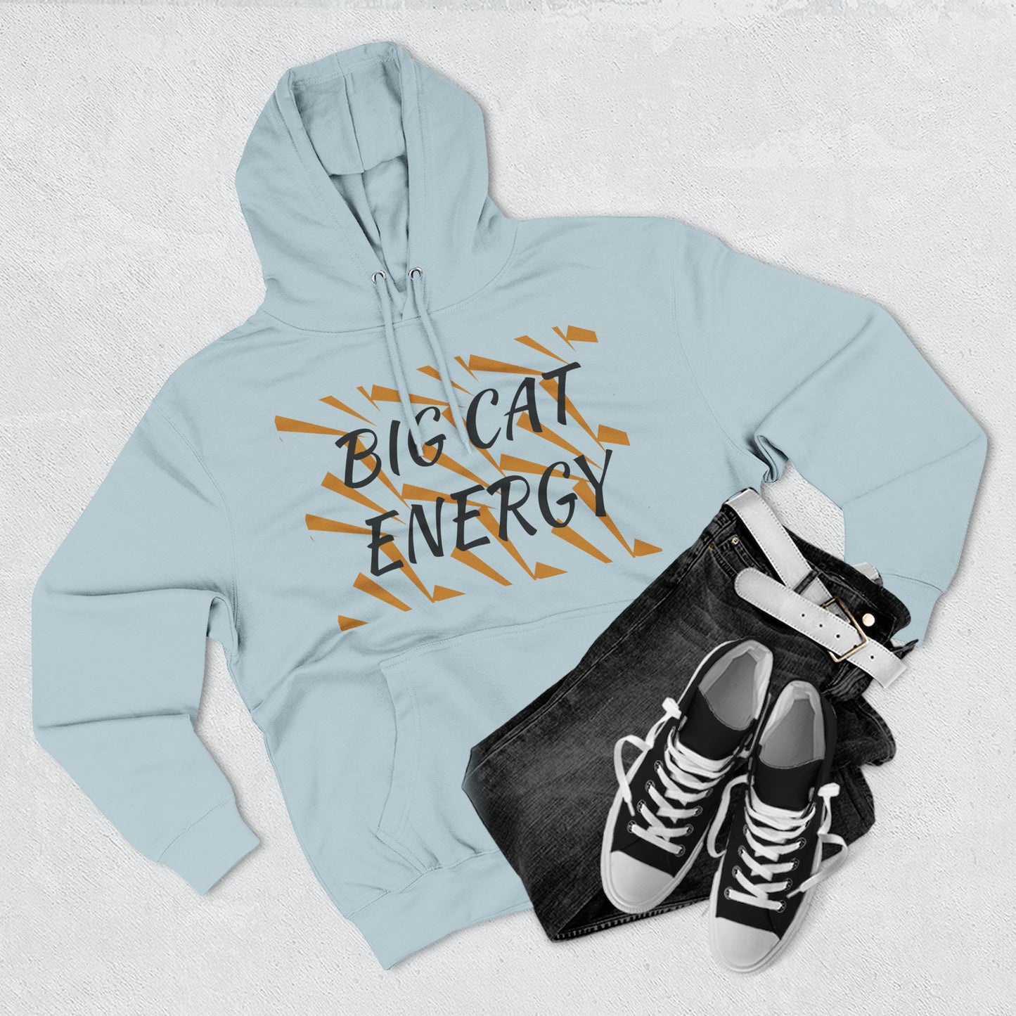 Big Cat Energy Hoodie - Three-Panel Fleece with Tiger Design, Animal Lover Gift, Cozy Sweatshirt, Unisex Fashion