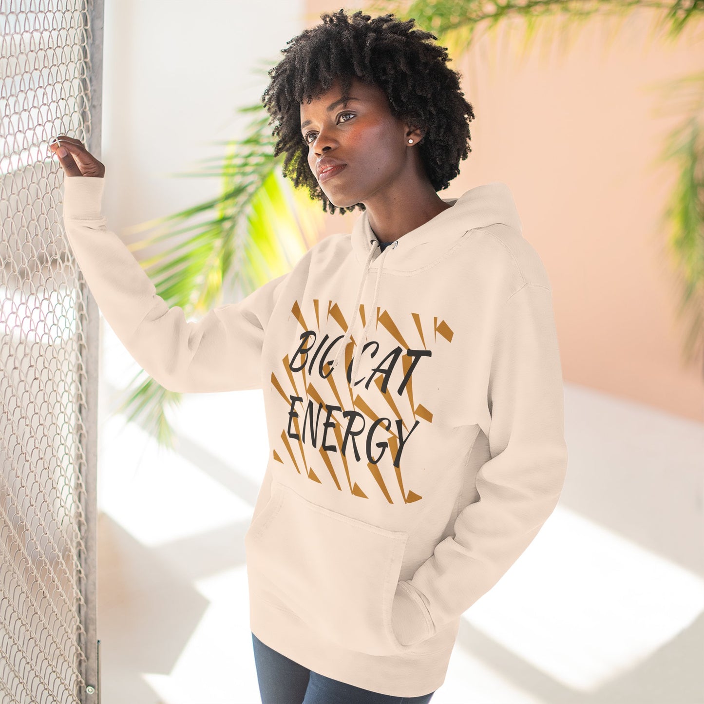 Big Cat Energy Hoodie - Three-Panel Fleece with Tiger Design, Animal Lover Gift, Cozy Sweatshirt, Unisex Fashion