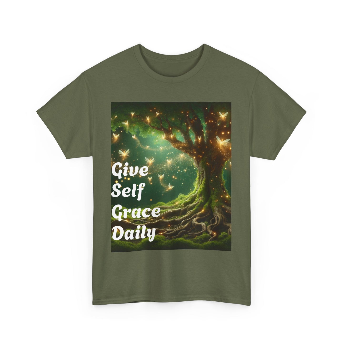 Inspirational Tree Graphic Unisex Heavy Cotton Tee - Give Self Grace Daily