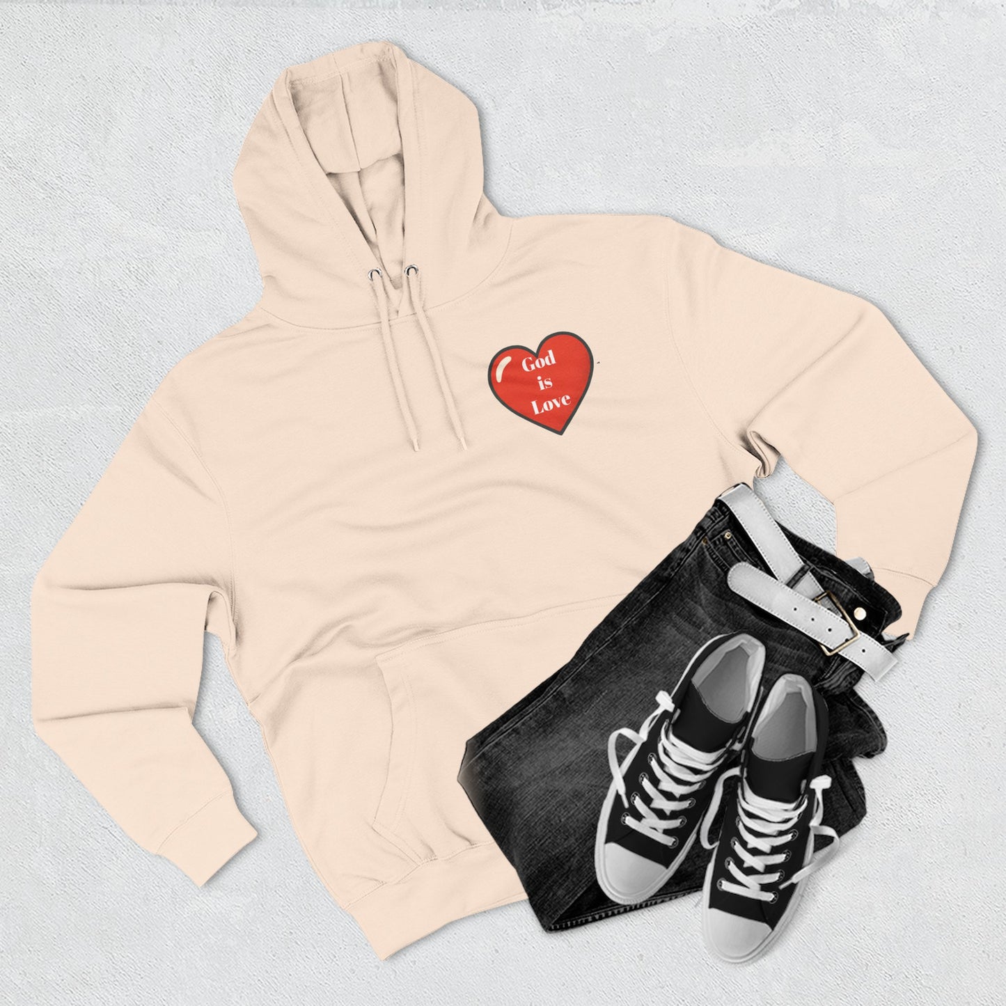 Three-Panel Fleece Hoodie with Heart and Love Design, Cozy Gift for Valentine's Day, Wearable Art, Comfort Wear, Affirmation Clothing