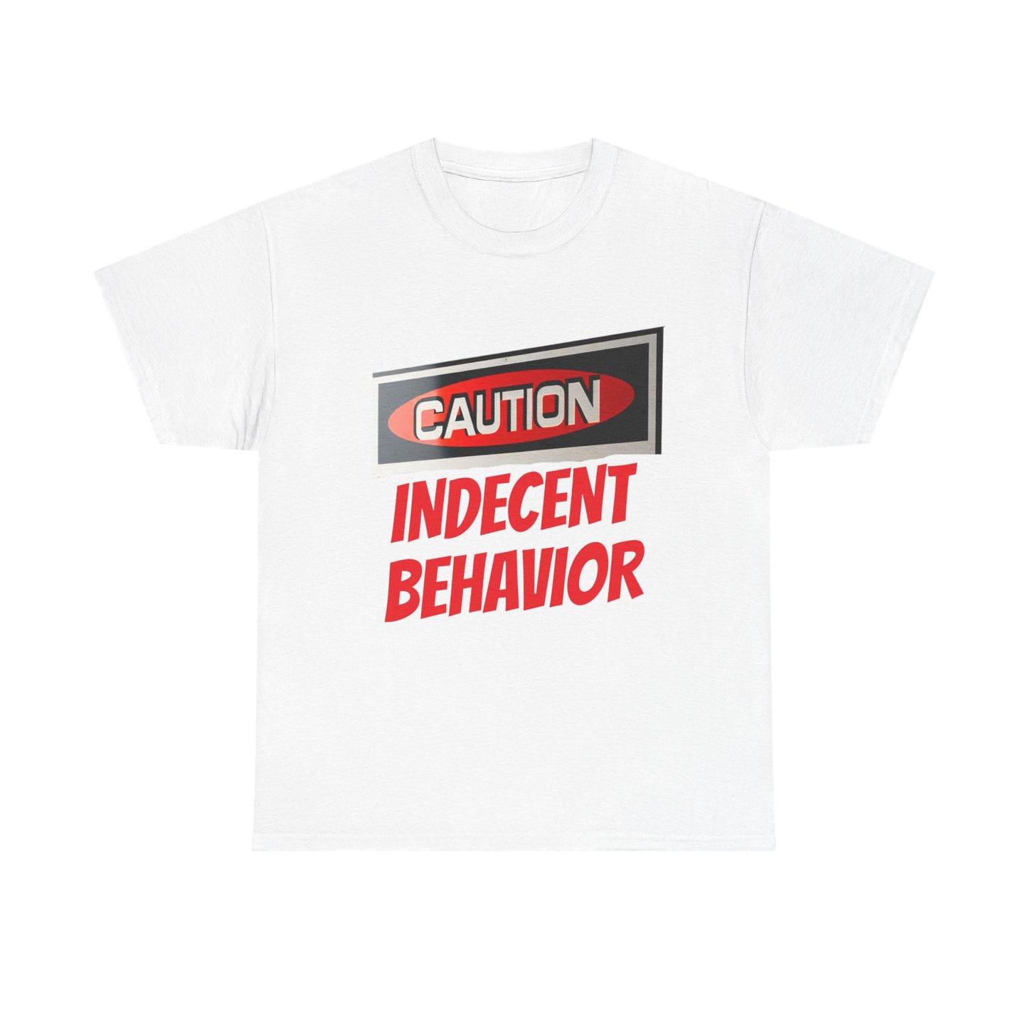 Caution Indecent Behavior Tee, Funny Graphic T-Shirt, Unisex Humor Shirt, Unique Gift, Casual Wear, Streetwear Fashion