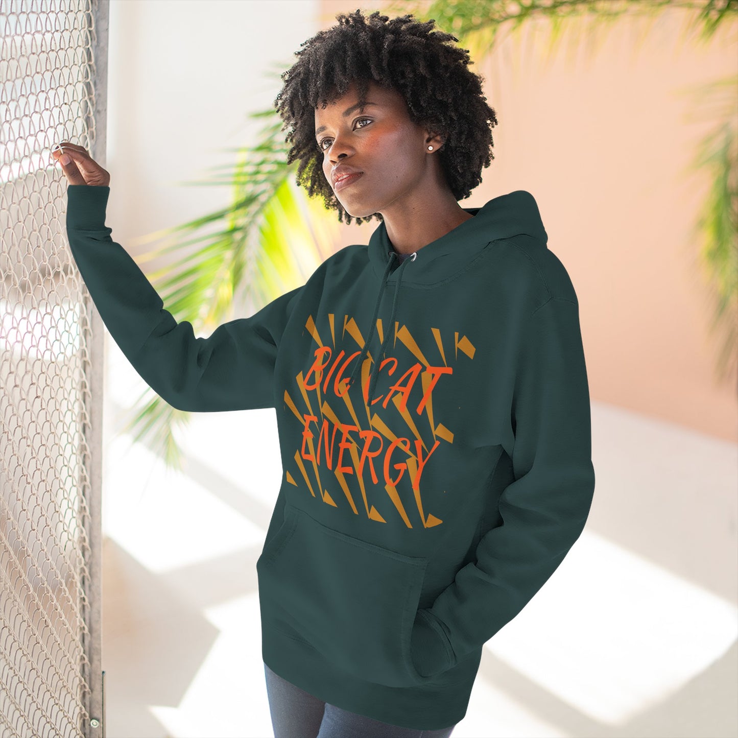 Big Cat Energy Hoodie - Three-Panel Fleece with Tiger Design, Animal Lover Gift, Cozy Sweatshirt, Unisex Fashion