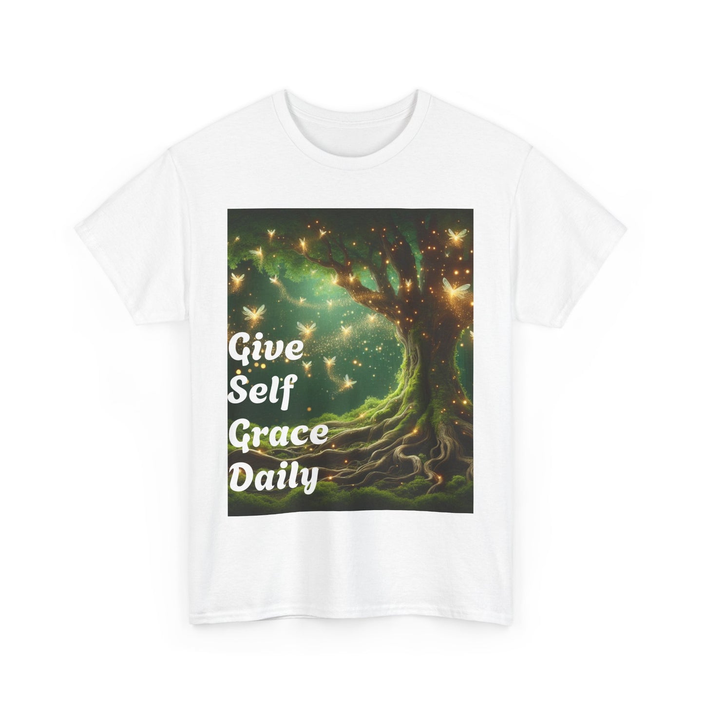 Inspirational Tree Graphic Unisex Heavy Cotton Tee - Give Self Grace Daily