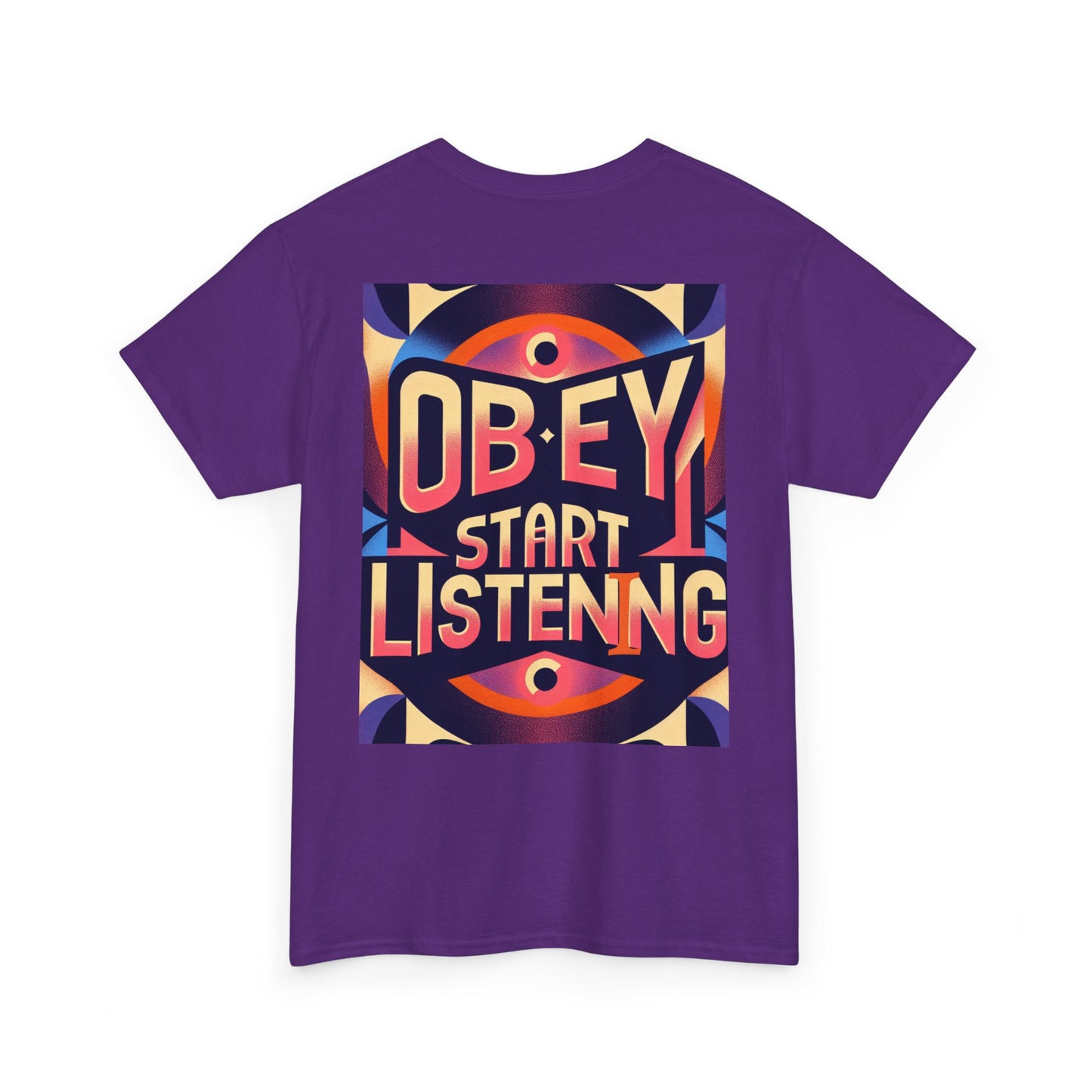 Front and back Obey start listening