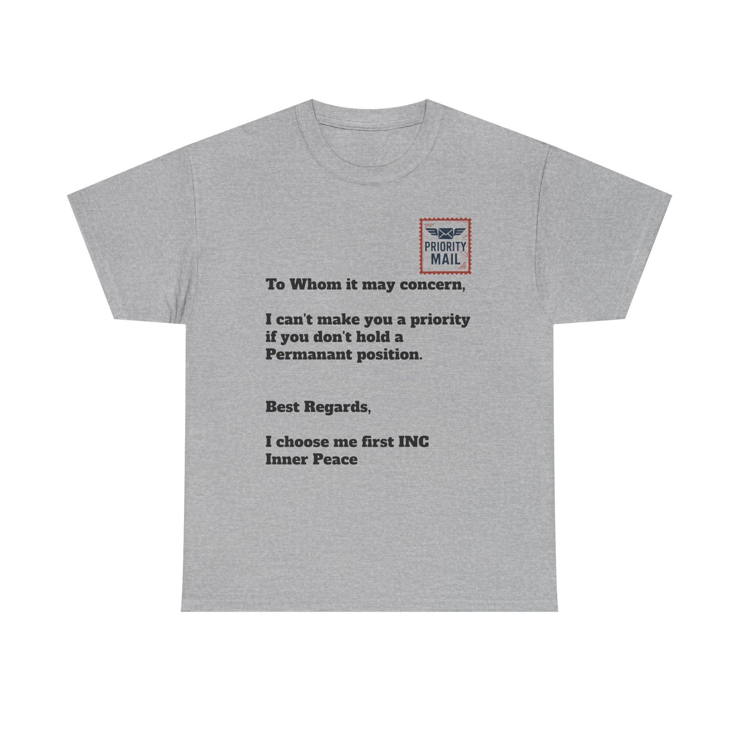 Priority Mail Unisex Heavy Cotton Tee - Casual Statement Shirt, Gifts for Friends, Unique Humor Tee, Everyday Wear, Self-Care Apparel