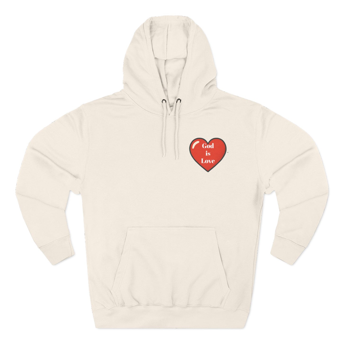 Three-Panel Fleece Hoodie with Heart and Love Design, Cozy Gift for Valentine's Day, Wearable Art, Comfort Wear, Affirmation Clothing