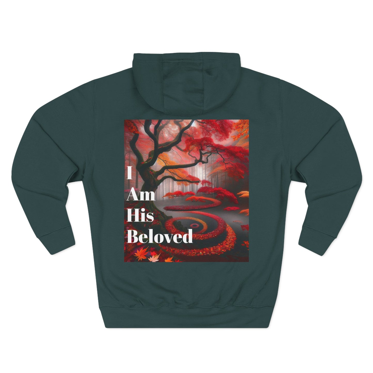 Three-Panel Fleece Hoodie with Heart and Love Design, Cozy Gift for Valentine's Day, Wearable Art, Comfort Wear, Affirmation Clothing
