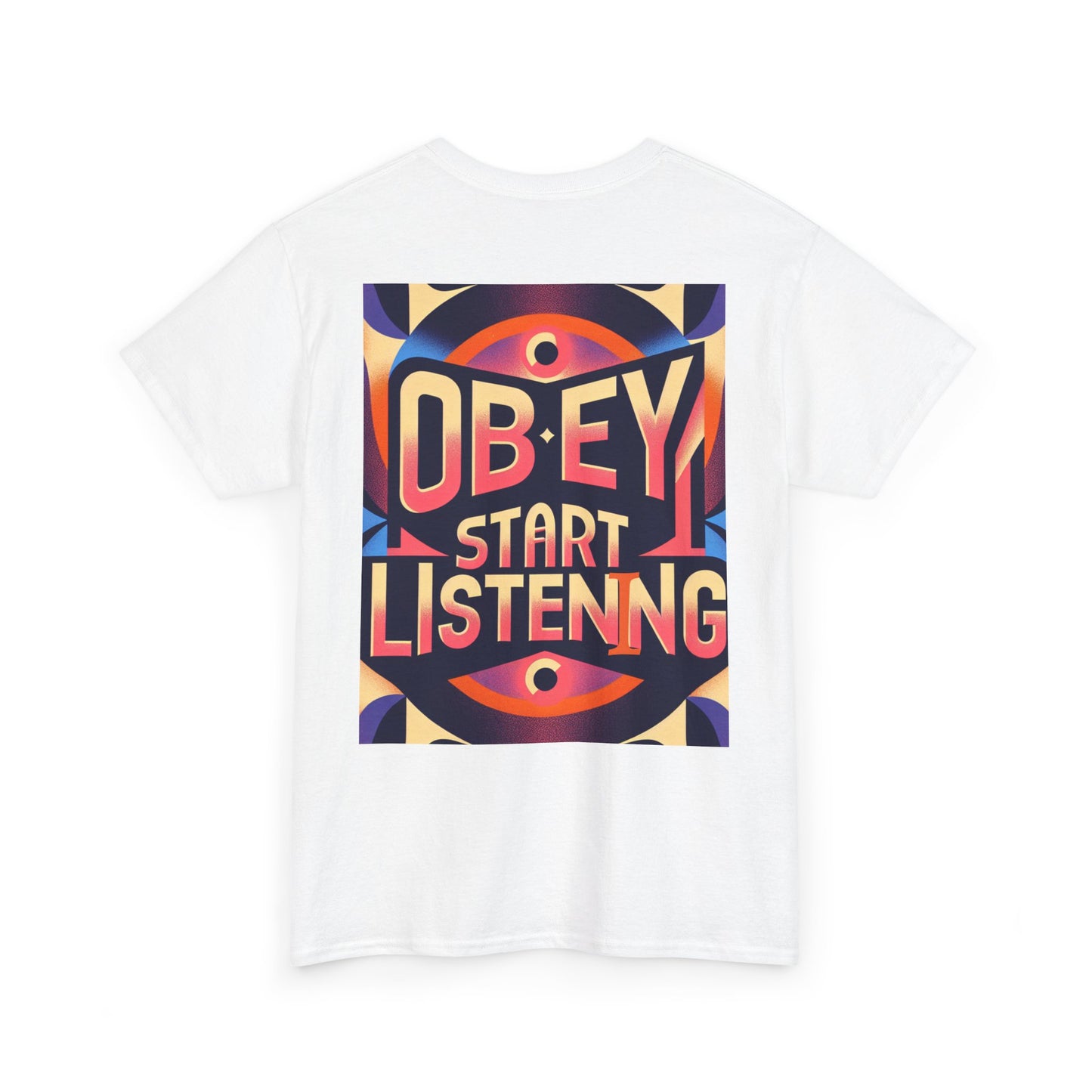 Front and back Obey start listening
