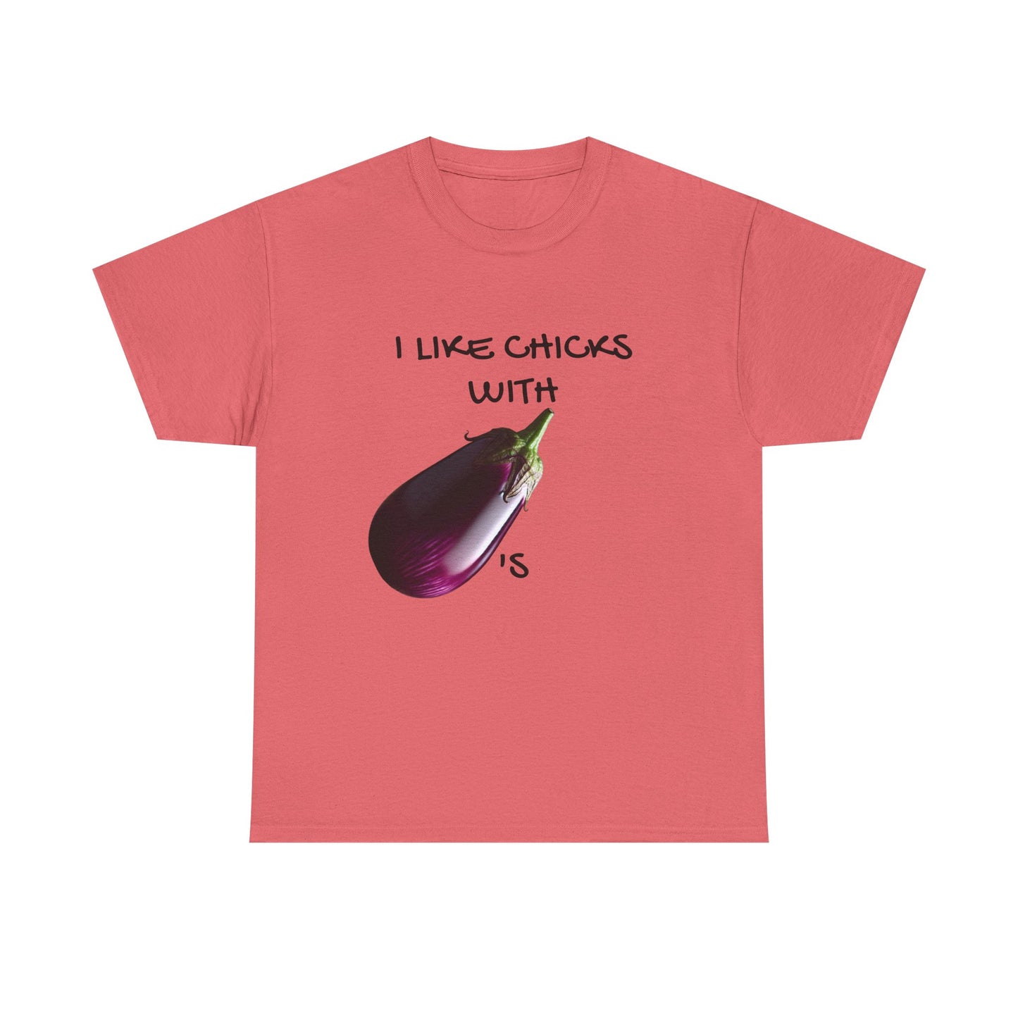Funny Unisex Heavy Cotton Tee - "I Like Chicks with Eggplants" T-Shirt for Casual Wear