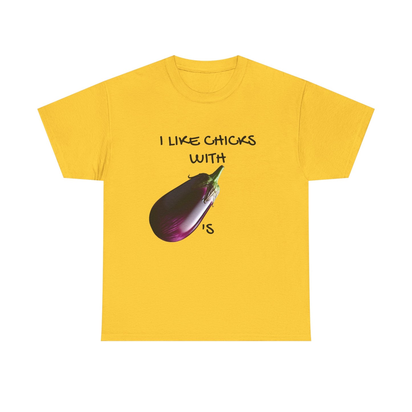 Funny Unisex Heavy Cotton Tee - "I Like Chicks with Eggplants" T-Shirt for Casual Wear