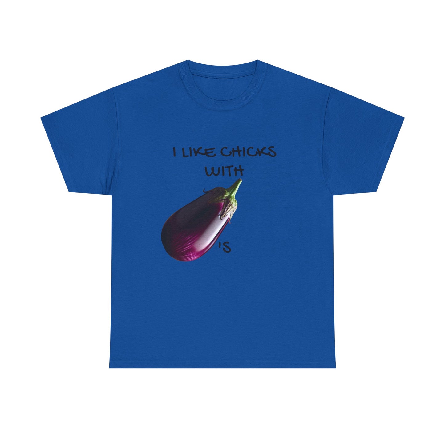 Funny Unisex Heavy Cotton Tee - "I Like Chicks with Eggplants" T-Shirt for Casual Wear