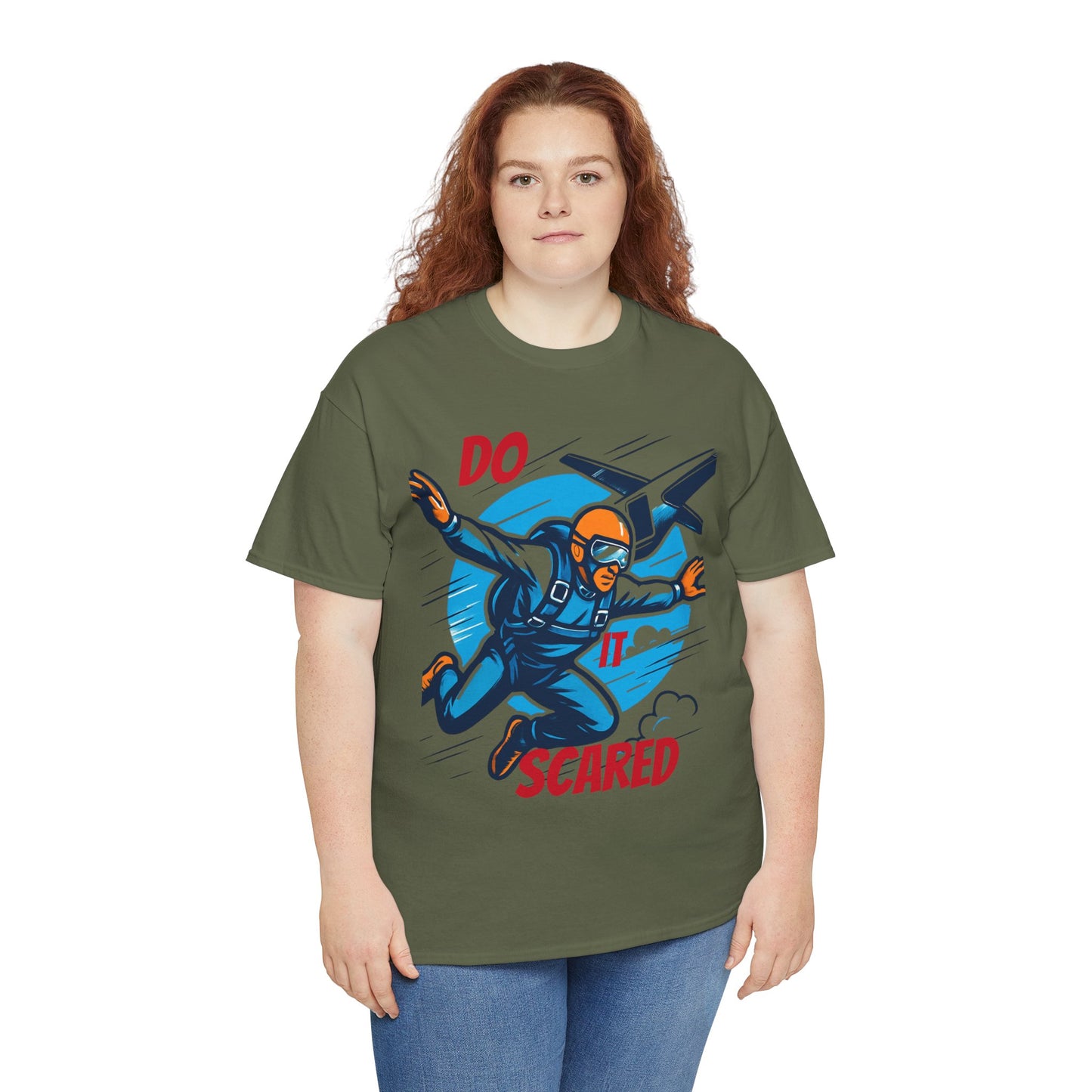 Daredevil Skydiving Do it scared Tee | Motivational Unisex Cotton Shirt, Adventure Gift, Casual Wear, Fun Statement T-Shirt, Airplane Lover Apparel