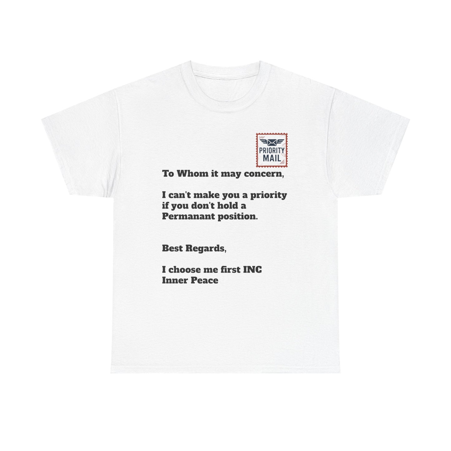 Priority Mail Unisex Heavy Cotton Tee - Casual Statement Shirt, Gifts for Friends, Unique Humor Tee, Everyday Wear, Self-Care Apparel
