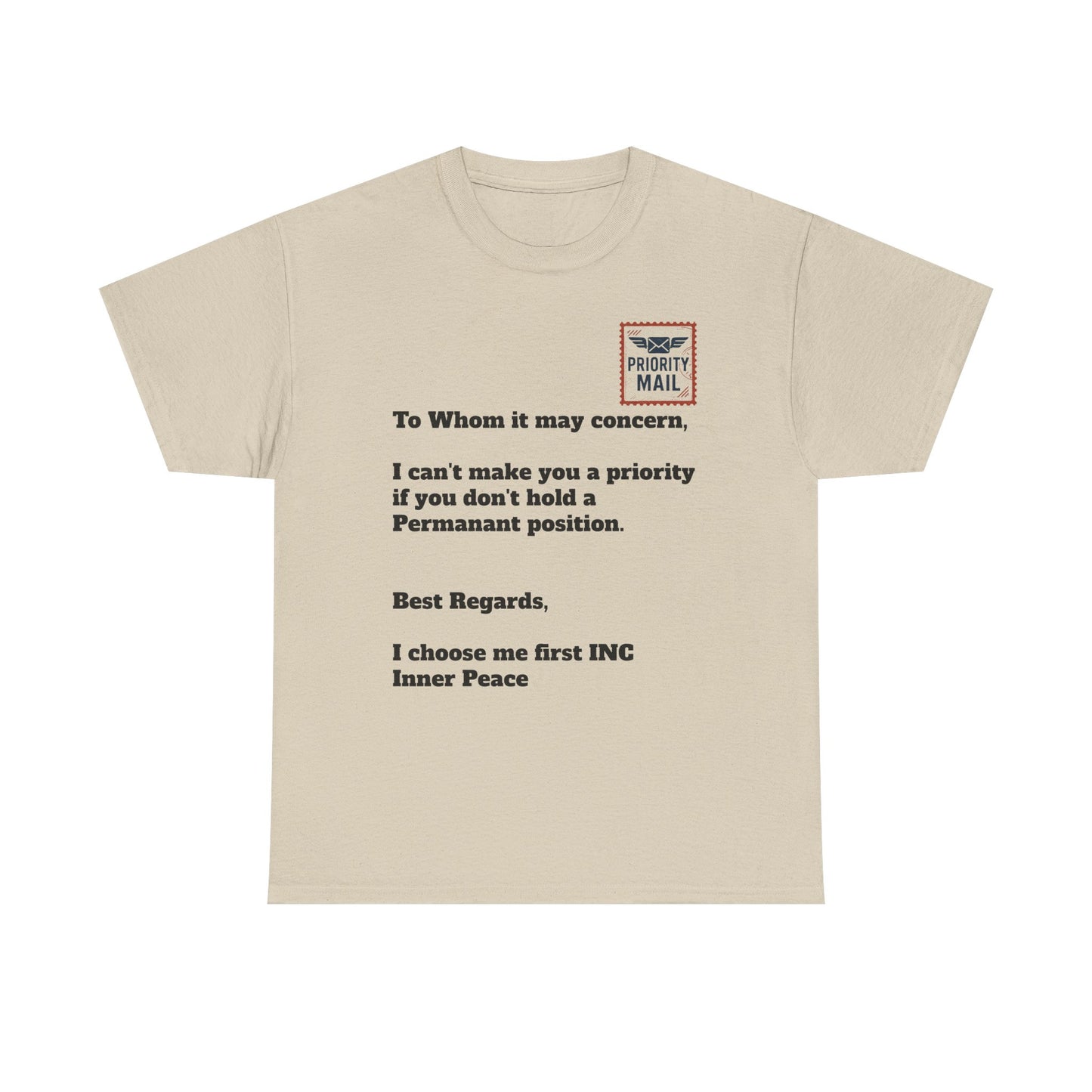 Priority Mail Unisex Heavy Cotton Tee - Casual Statement Shirt, Gifts for Friends, Unique Humor Tee, Everyday Wear, Self-Care Apparel