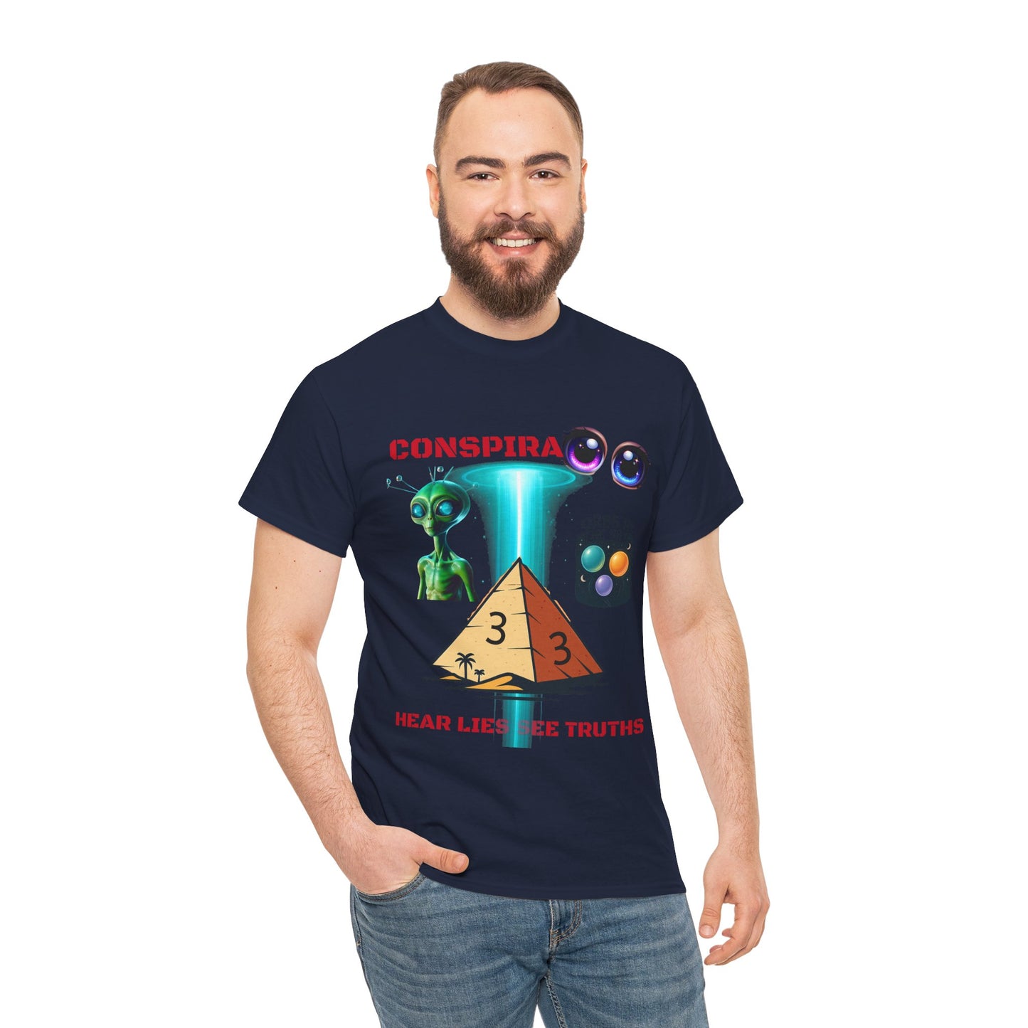 Unisex Heavy Cotton Tee - Conspiracy Theories Graphic Shirt, Casual Gift, Everyday Wear, Cool Tees for Men and Women, Unique Gift Idea
