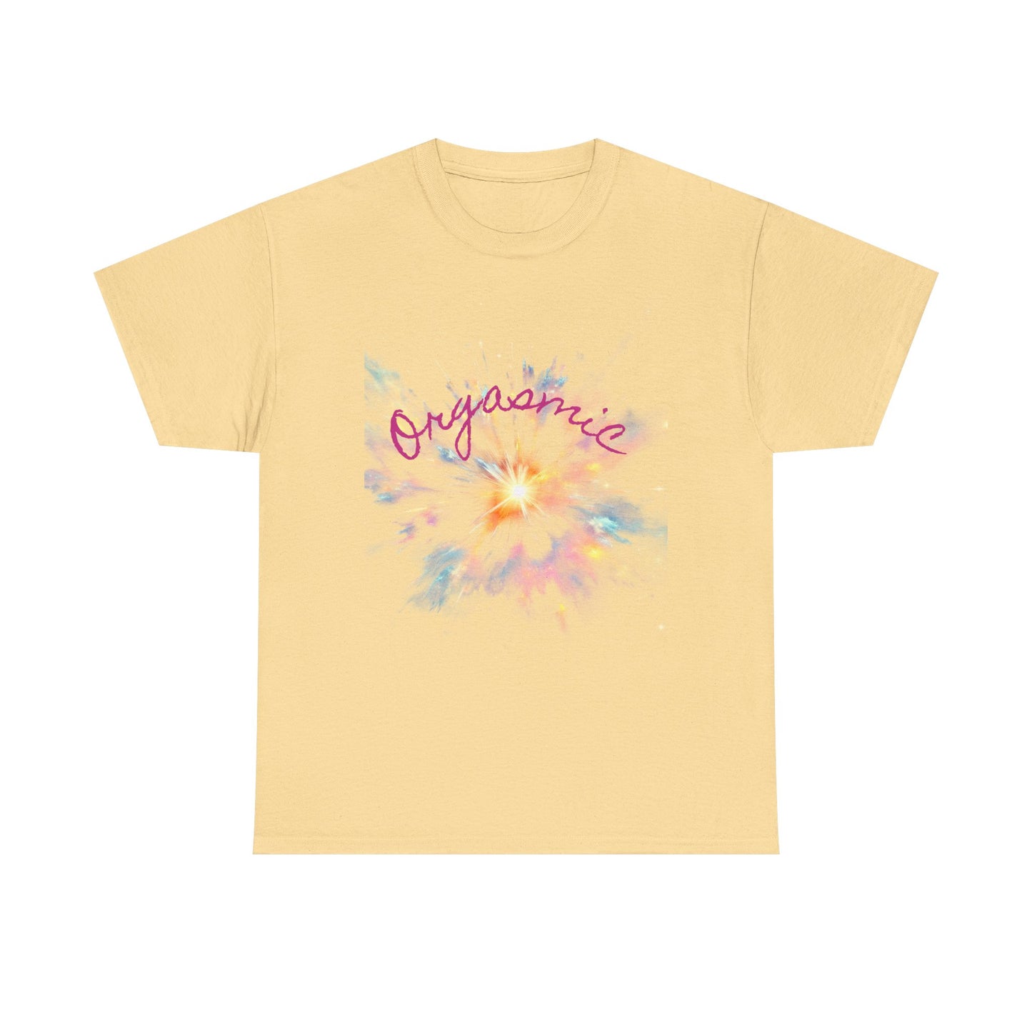 Colorful Floral 'Orgasmic' Unisex Heavy Cotton Tee, Summer Fashion, Graphic Tee, Gift for Her, Casual Wear, Party Top