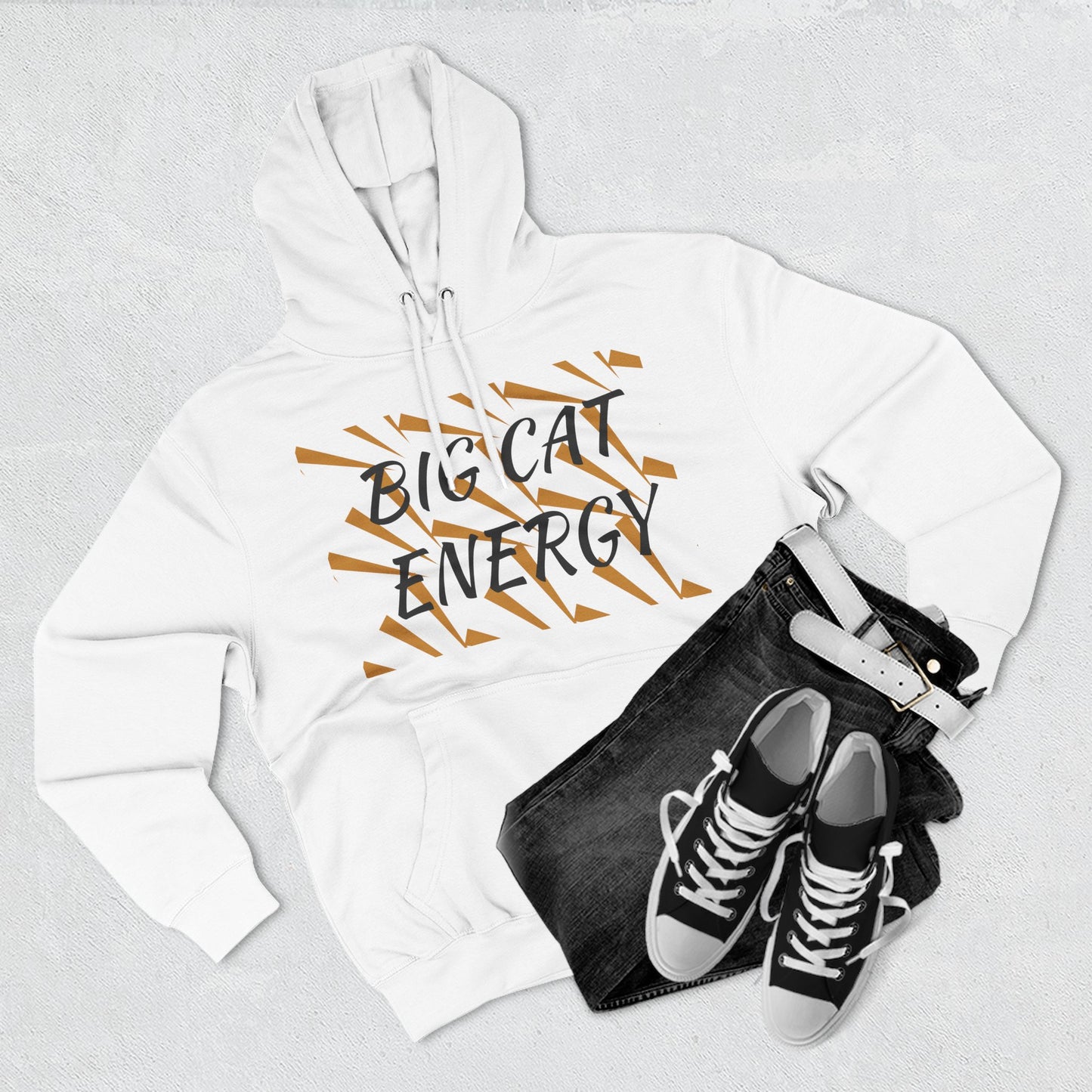 Big Cat Energy Hoodie - Three-Panel Fleece with Tiger Design, Animal Lover Gift, Cozy Sweatshirt, Unisex Fashion