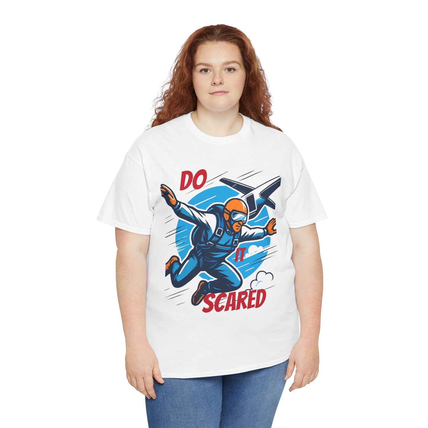 Daredevil Skydiving Do it scared Tee | Motivational Unisex Cotton Shirt, Adventure Gift, Casual Wear, Fun Statement T-Shirt, Airplane Lover Apparel