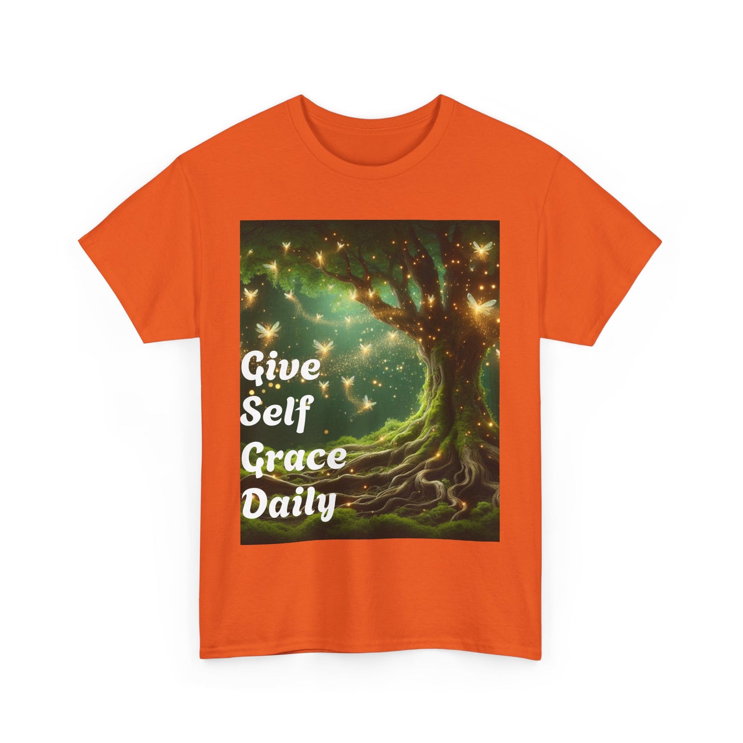 Inspirational Tree Graphic Unisex Heavy Cotton Tee - Give Self Grace Daily