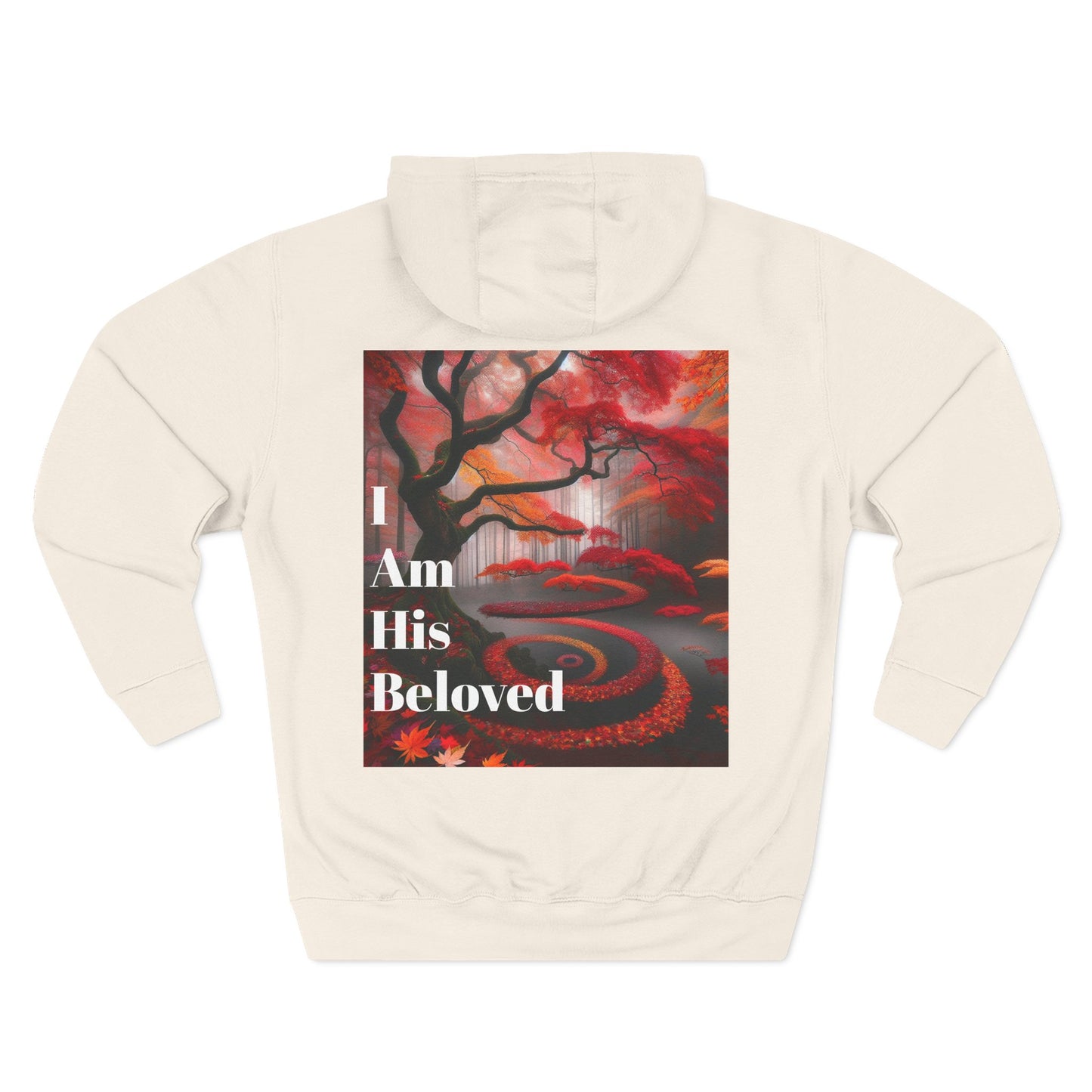 Three-Panel Fleece Hoodie with Heart and Love Design, Cozy Gift for Valentine's Day, Wearable Art, Comfort Wear, Affirmation Clothing