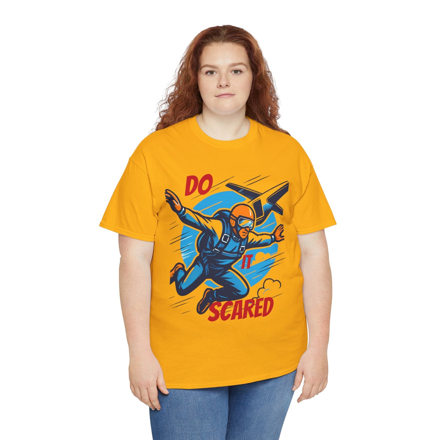 Daredevil Skydiving Do it scared Tee | Motivational Unisex Cotton Shirt, Adventure Gift, Casual Wear, Fun Statement T-Shirt, Airplane Lover Apparel