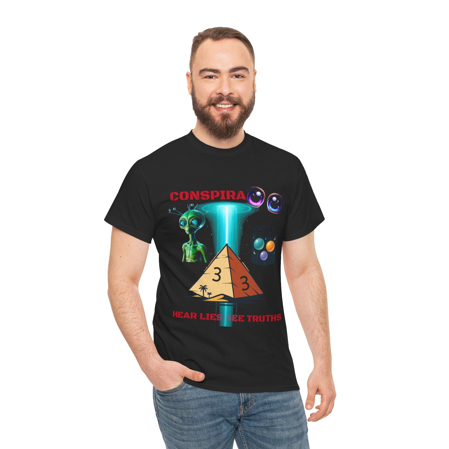 Unisex Heavy Cotton Tee - Conspiracy Theories Graphic Shirt, Casual Gift, Everyday Wear, Cool Tees for Men and Women, Unique Gift Idea
