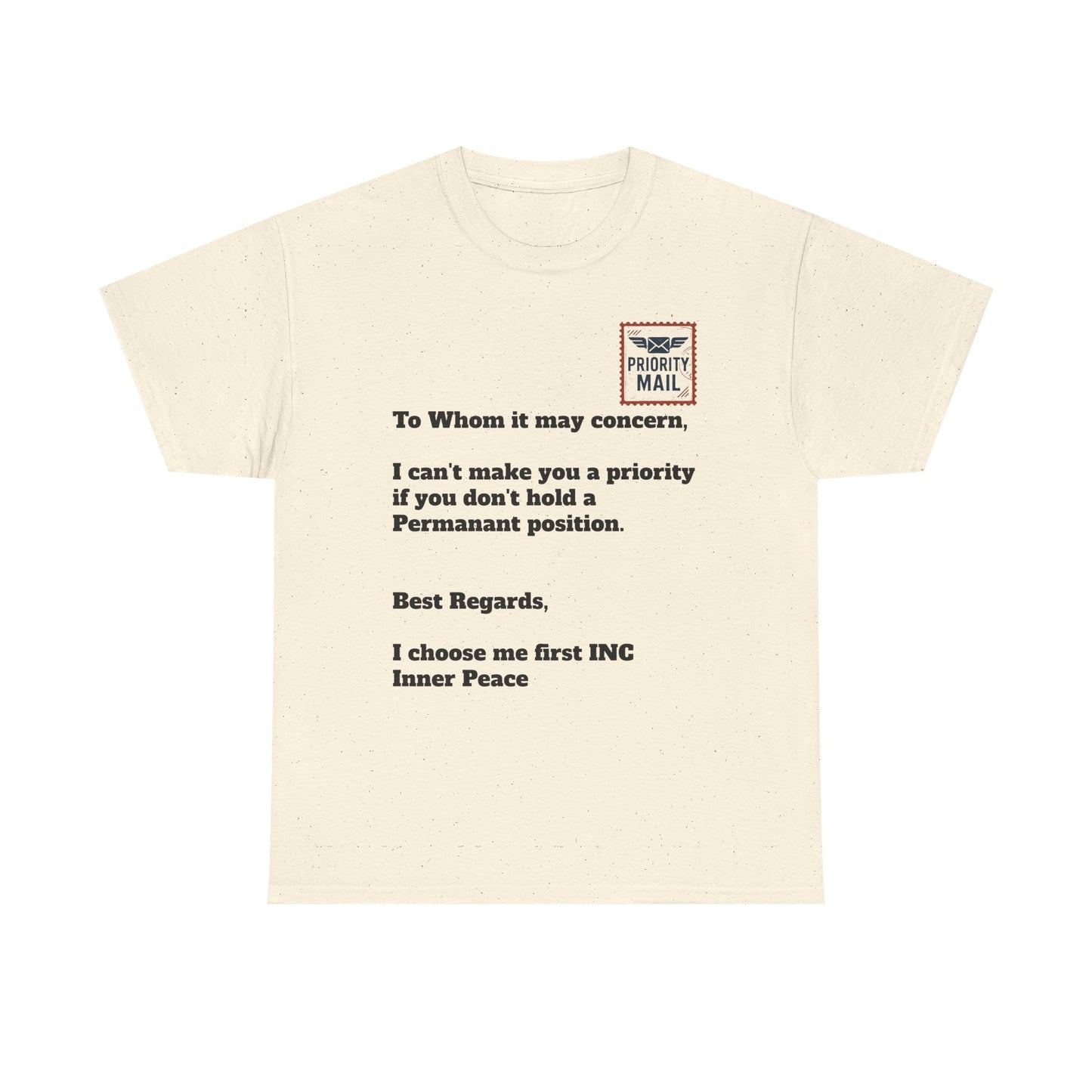 Priority Mail Unisex Heavy Cotton Tee - Casual Statement Shirt, Gifts for Friends, Unique Humor Tee, Everyday Wear, Self-Care Apparel