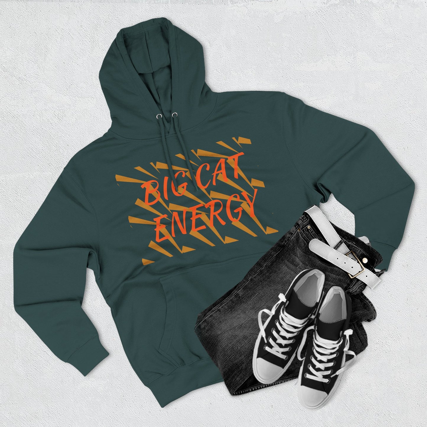 Big Cat Energy Hoodie - Three-Panel Fleece with Tiger Design, Animal Lover Gift, Cozy Sweatshirt, Unisex Fashion
