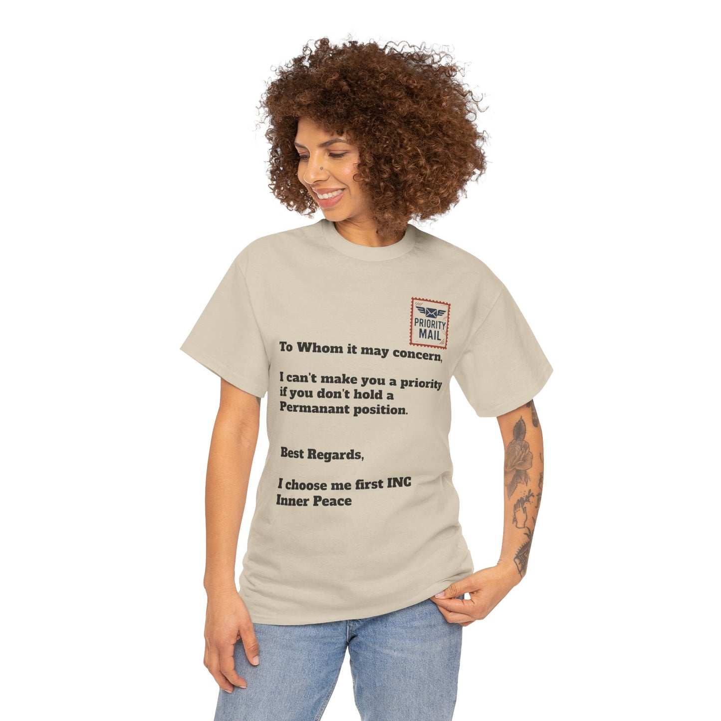 Priority Mail Unisex Heavy Cotton Tee - Casual Statement Shirt, Gifts for Friends, Unique Humor Tee, Everyday Wear, Self-Care Apparel