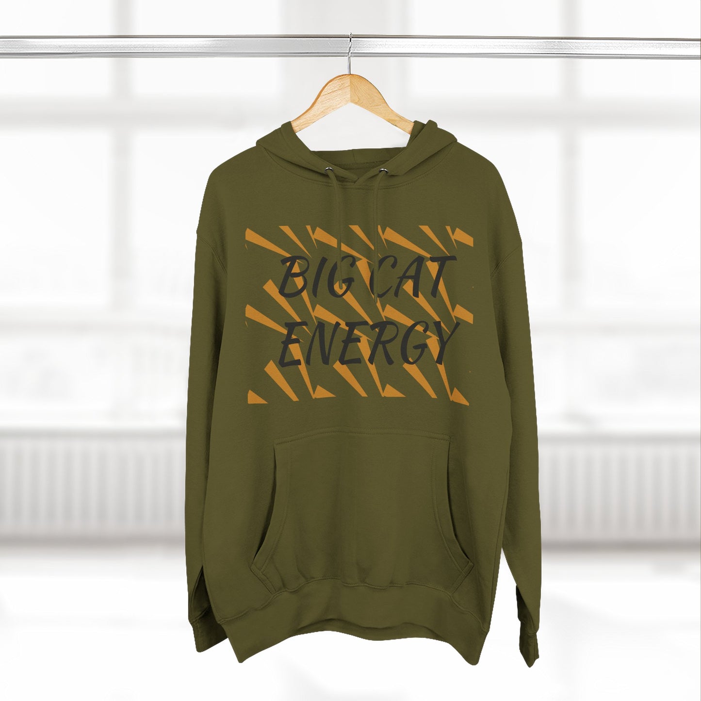 Big Cat Energy Hoodie - Three-Panel Fleece with Tiger Design, Animal Lover Gift, Cozy Sweatshirt, Unisex Fashion