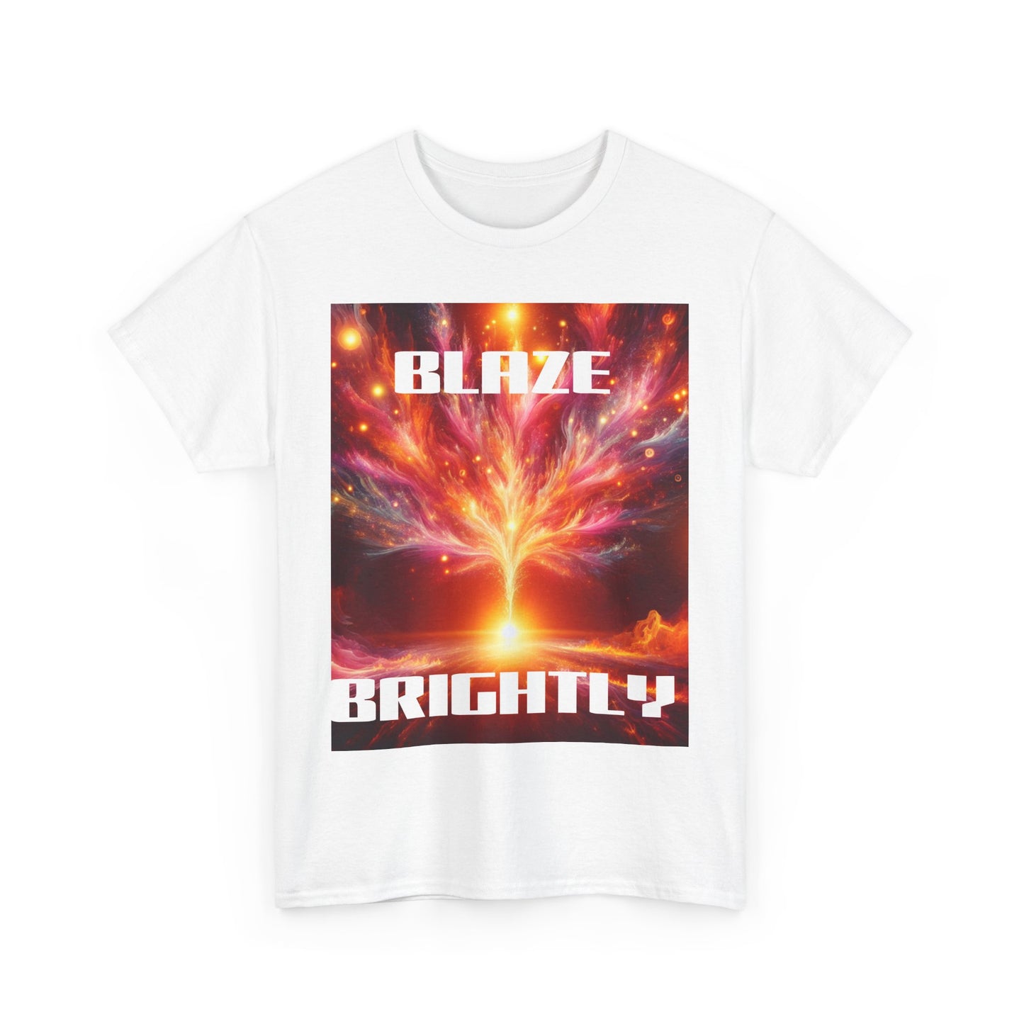Inspirational Unisex Heavy Cotton Tee - "Blaze Brightly" Design - Perfect for Motivational Gifts and Everyday Wear