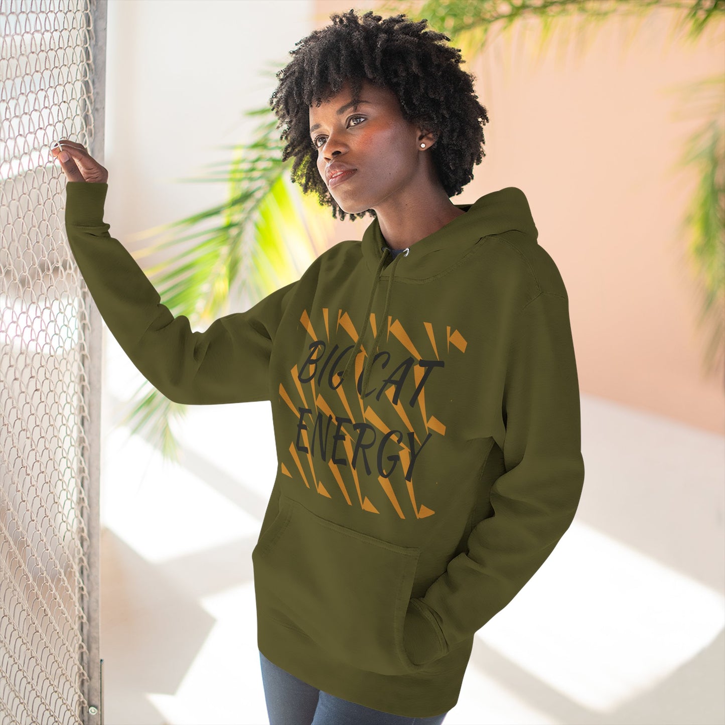 Big Cat Energy Hoodie - Three-Panel Fleece with Tiger Design, Animal Lover Gift, Cozy Sweatshirt, Unisex Fashion