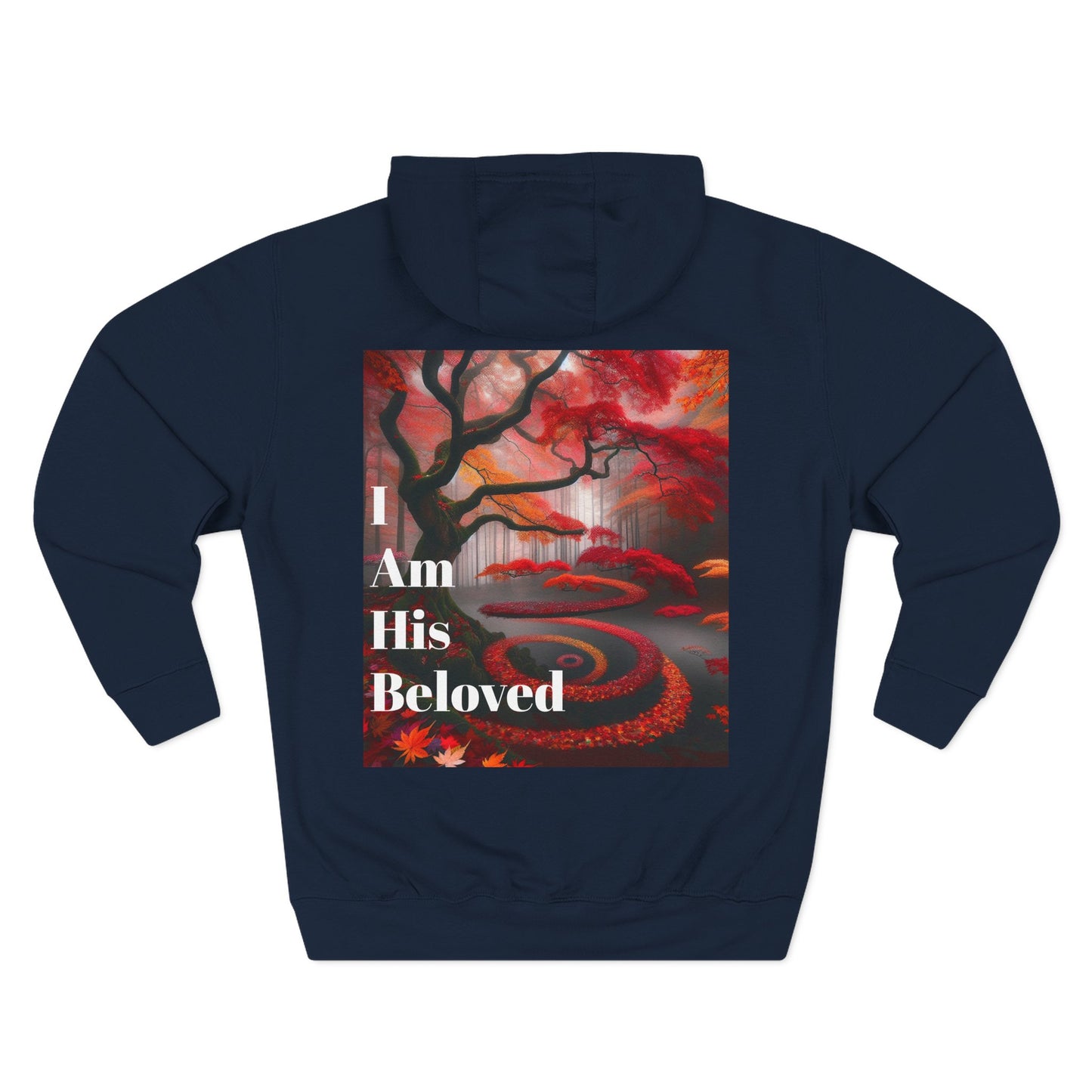 Three-Panel Fleece Hoodie with Heart and Love Design, Cozy Gift for Valentine's Day, Wearable Art, Comfort Wear, Affirmation Clothing