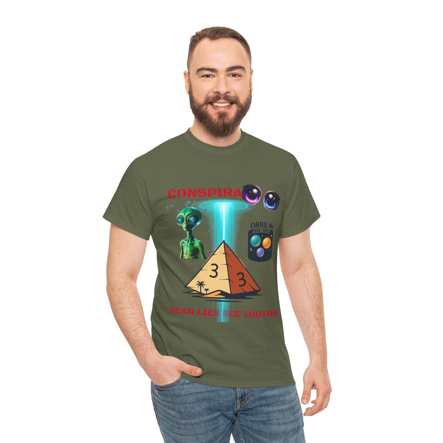 Unisex Heavy Cotton Tee - Conspiracy Theories Graphic Shirt, Casual Gift, Everyday Wear, Cool Tees for Men and Women, Unique Gift Idea