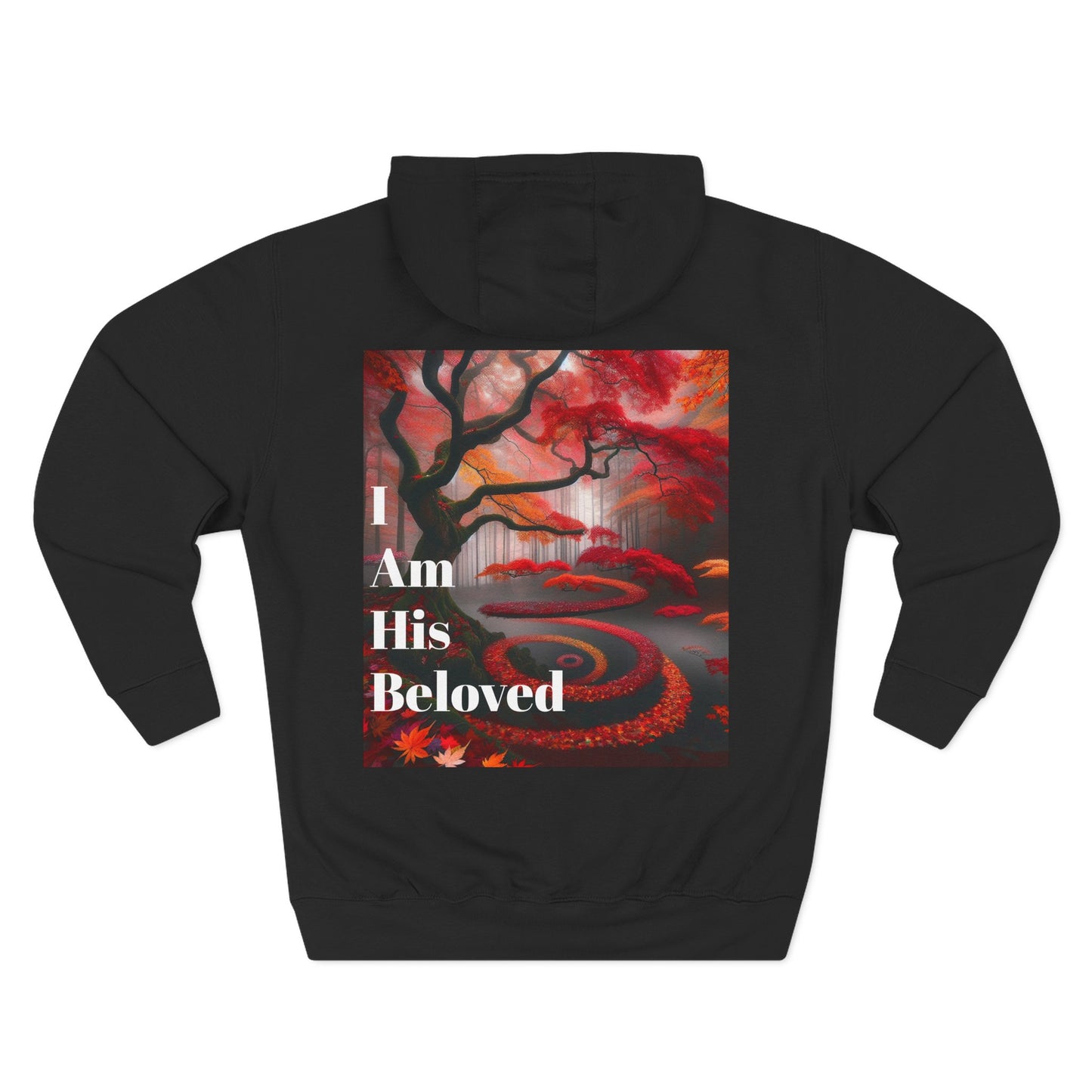 Three-Panel Fleece Hoodie with Heart and Love Design, Cozy Gift for Valentine's Day, Wearable Art, Comfort Wear, Affirmation Clothing