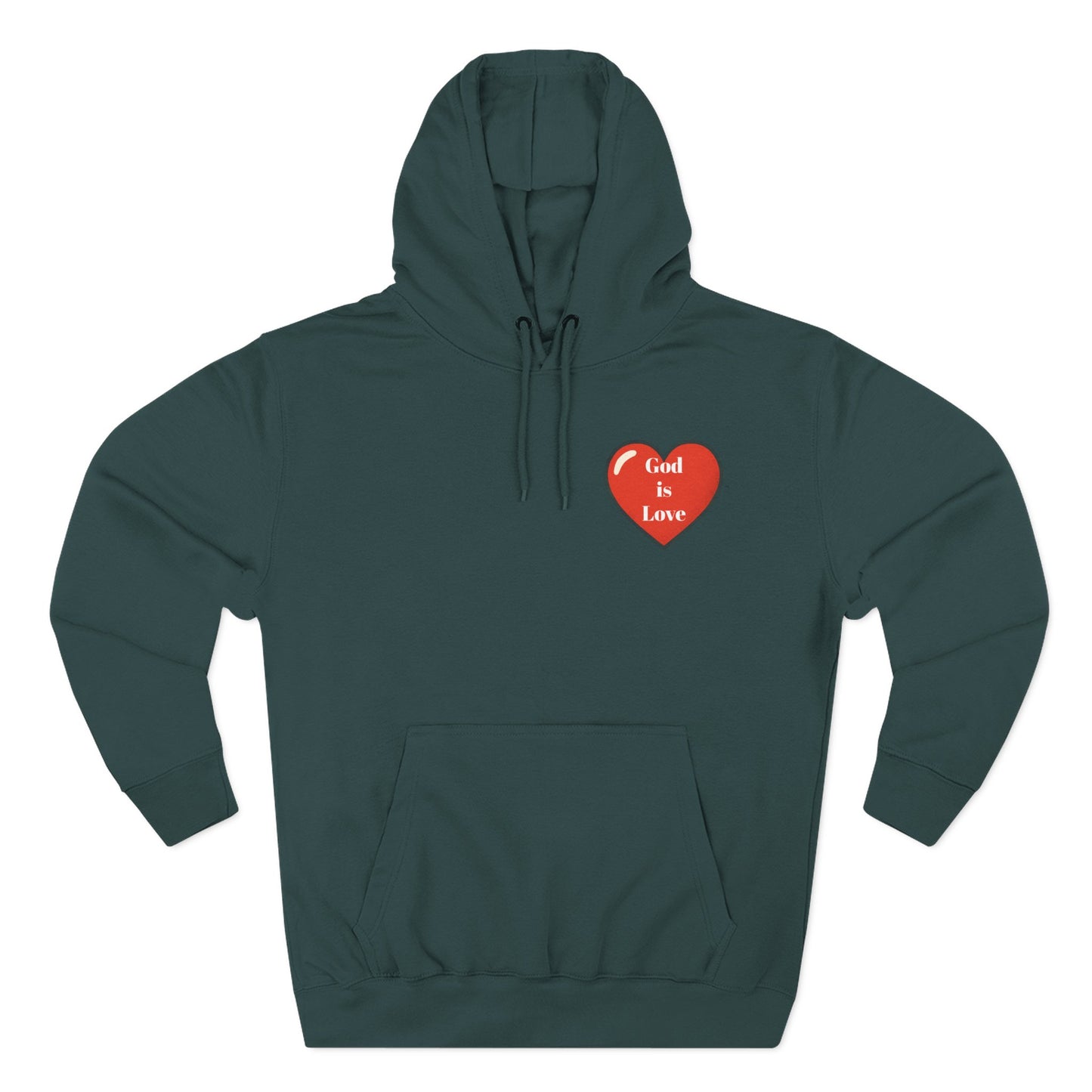 Three-Panel Fleece Hoodie with Heart and Love Design, Cozy Gift for Valentine's Day, Wearable Art, Comfort Wear, Affirmation Clothing