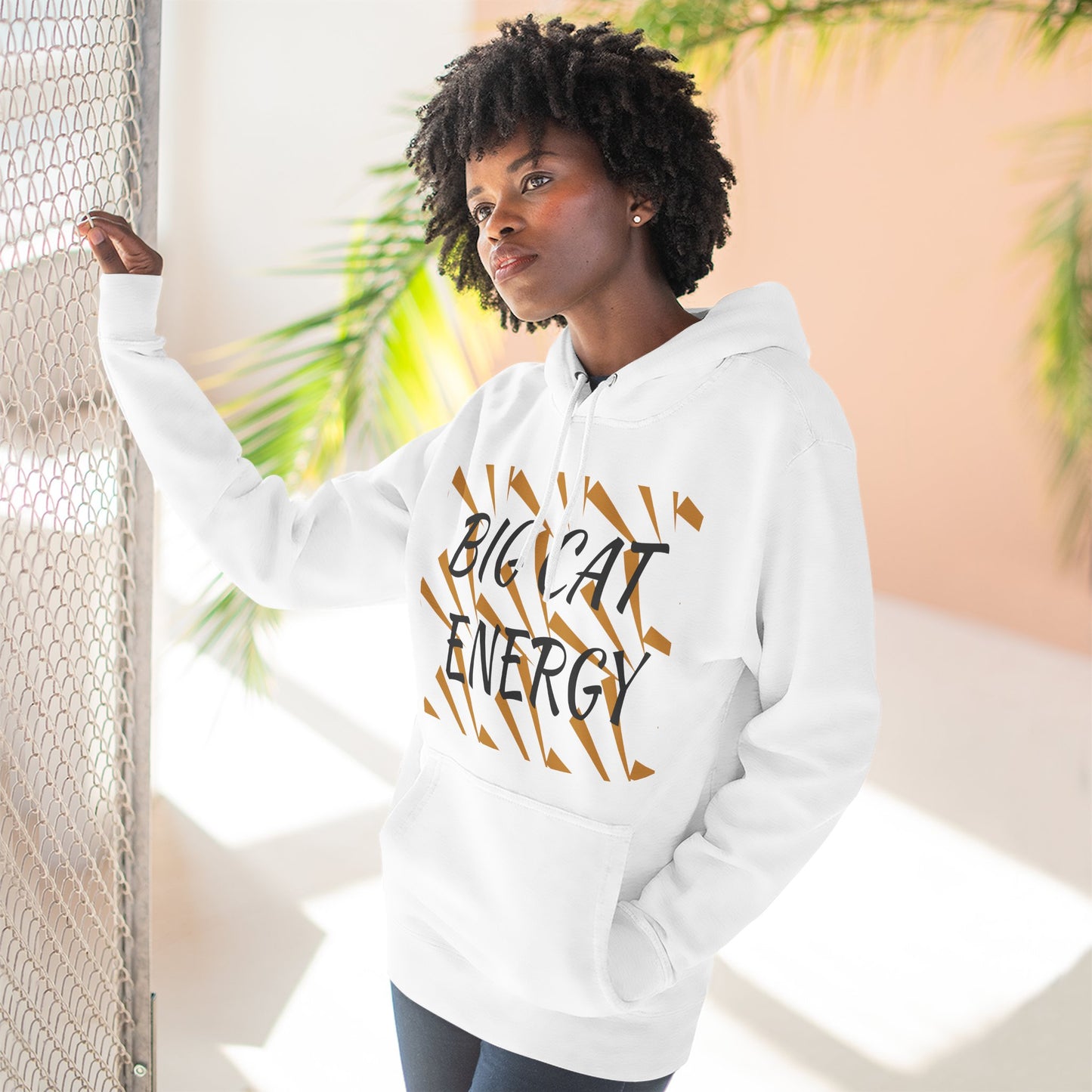 Big Cat Energy Hoodie - Three-Panel Fleece with Tiger Design, Animal Lover Gift, Cozy Sweatshirt, Unisex Fashion