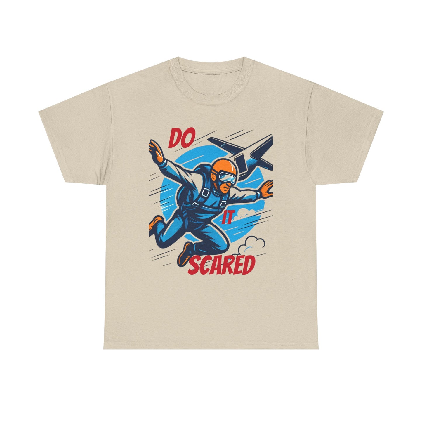 Daredevil Skydiving Do it scared Tee | Motivational Unisex Cotton Shirt, Adventure Gift, Casual Wear, Fun Statement T-Shirt, Airplane Lover Apparel