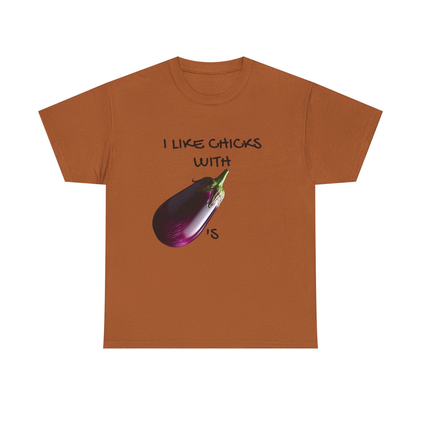 Funny Unisex Heavy Cotton Tee - "I Like Chicks with Eggplants" T-Shirt for Casual Wear