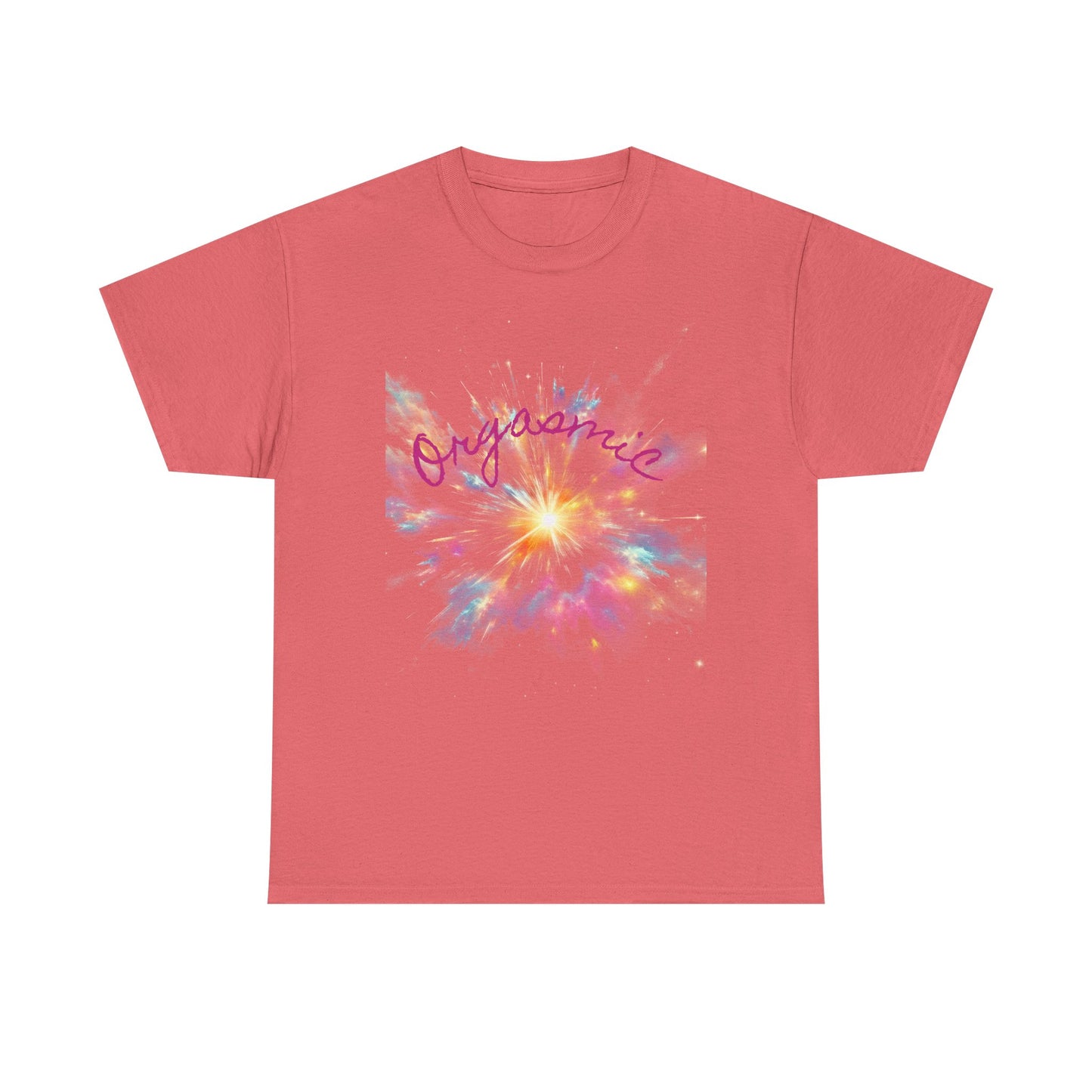 Colorful Floral 'Orgasmic' Unisex Heavy Cotton Tee, Summer Fashion, Graphic Tee, Gift for Her, Casual Wear, Party Top